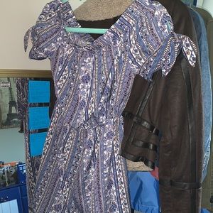 Off the Shoulder Puffy Sleeve with Bows Mini Dress